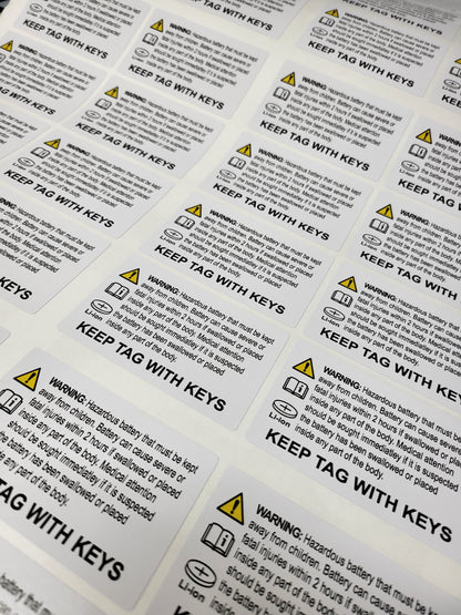 Button Battery Warning Tag for Keys