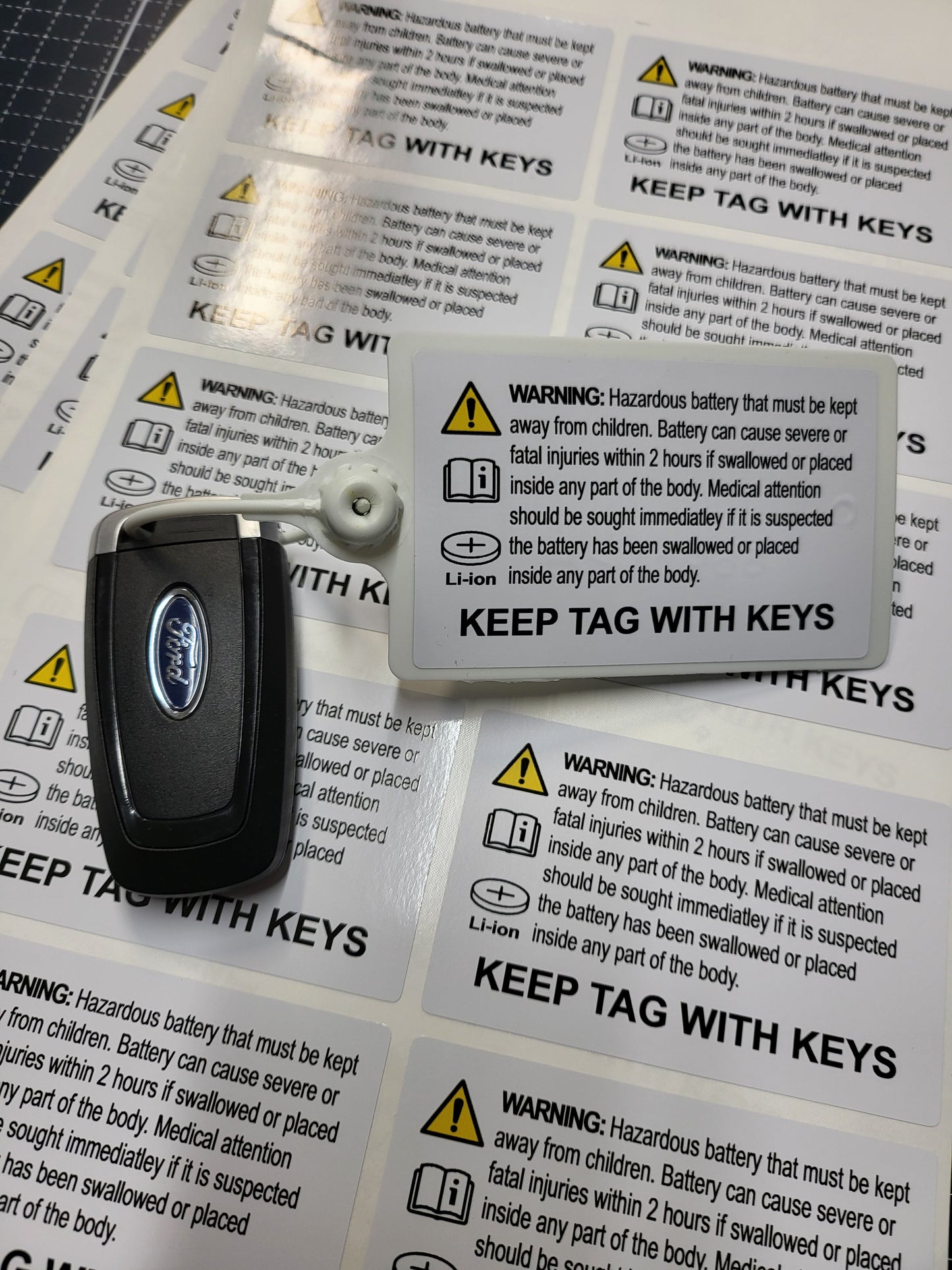 Button Battery Warning Tag for Keys