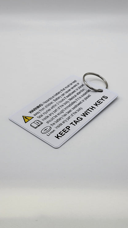 Button Battery Warning Tag for Keys with Keyring